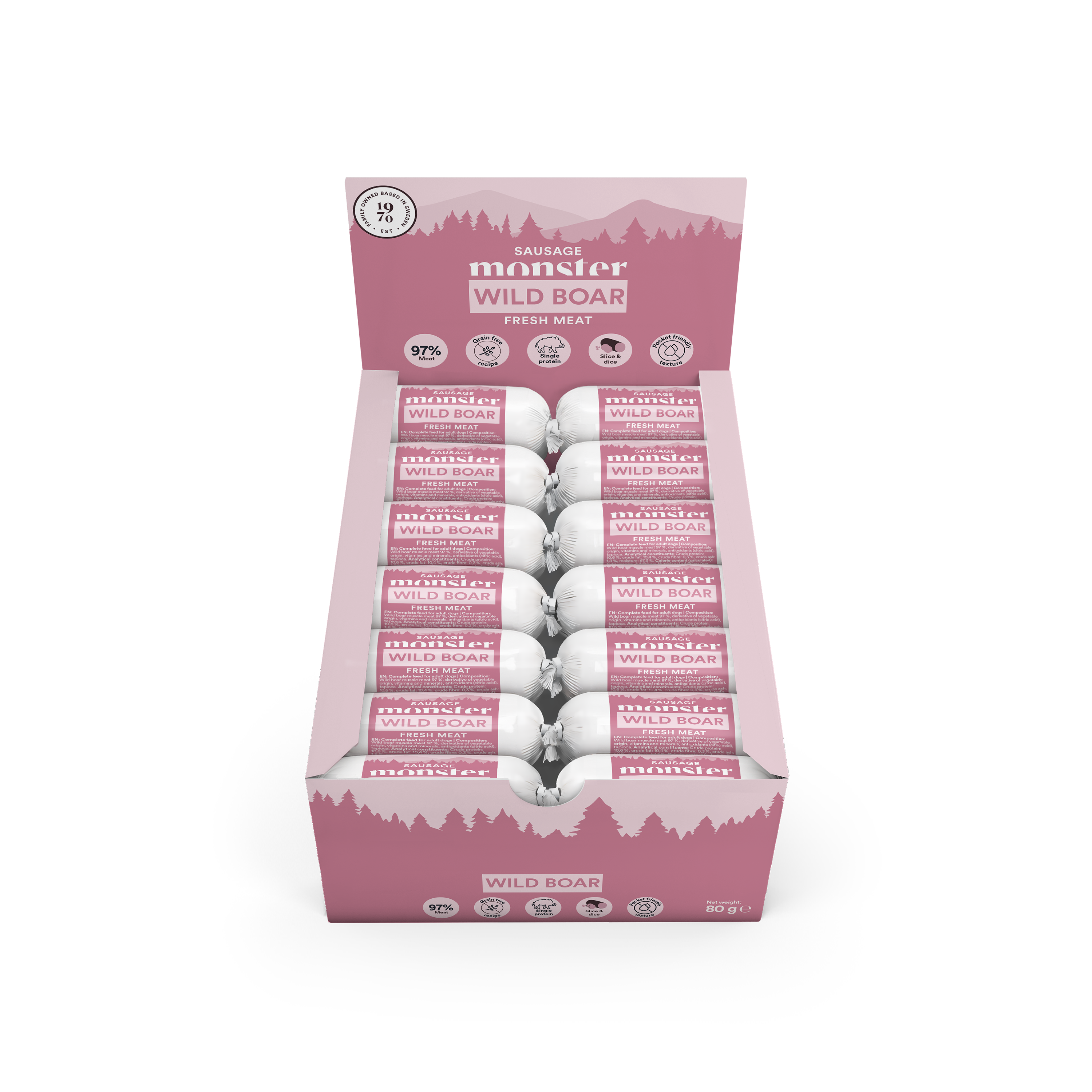 Monster Dog Sausage Wild Boar 80 g (28 pcs)