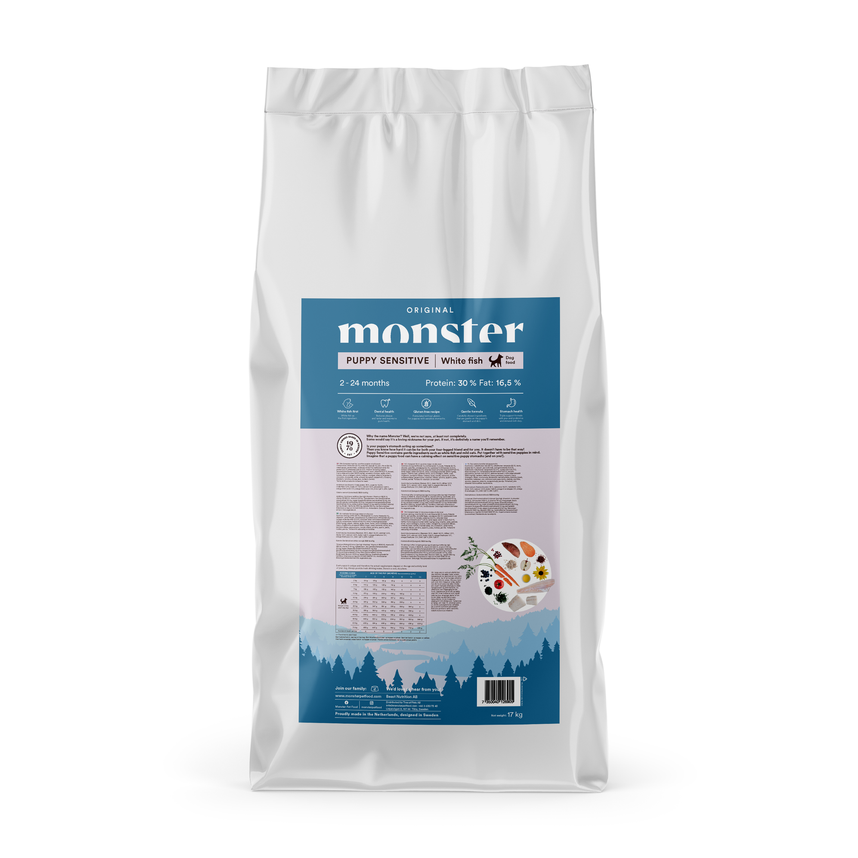 Monster Dog Orig. Puppy Sens. White Fish 17 kg