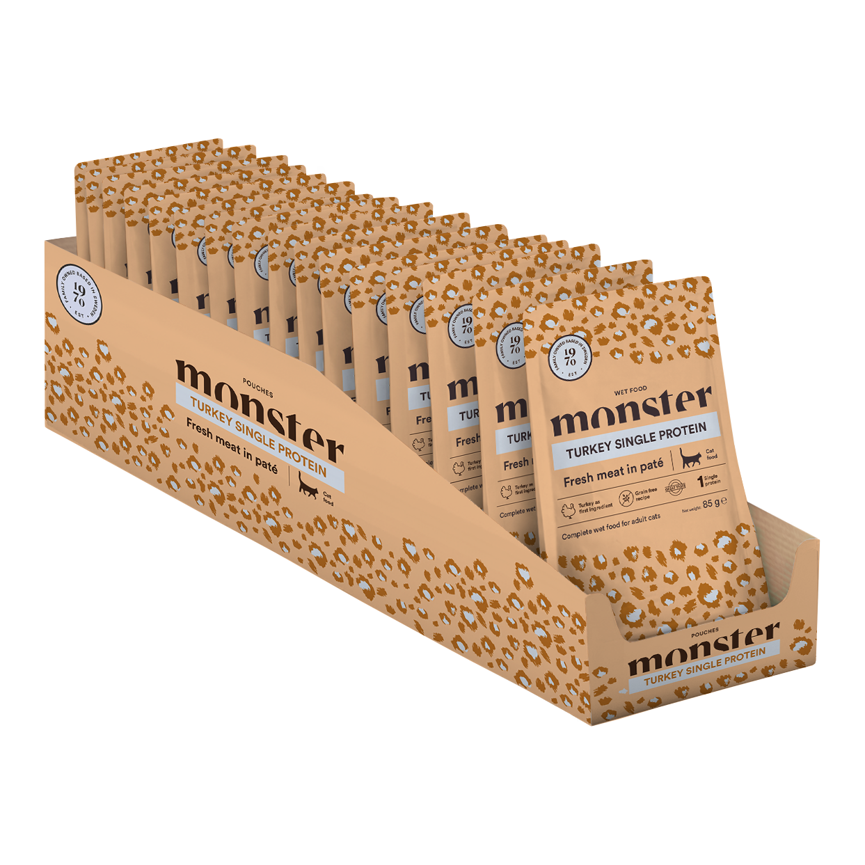 Monster Cat Pouches Adult Turkey 85 g (16 pack)