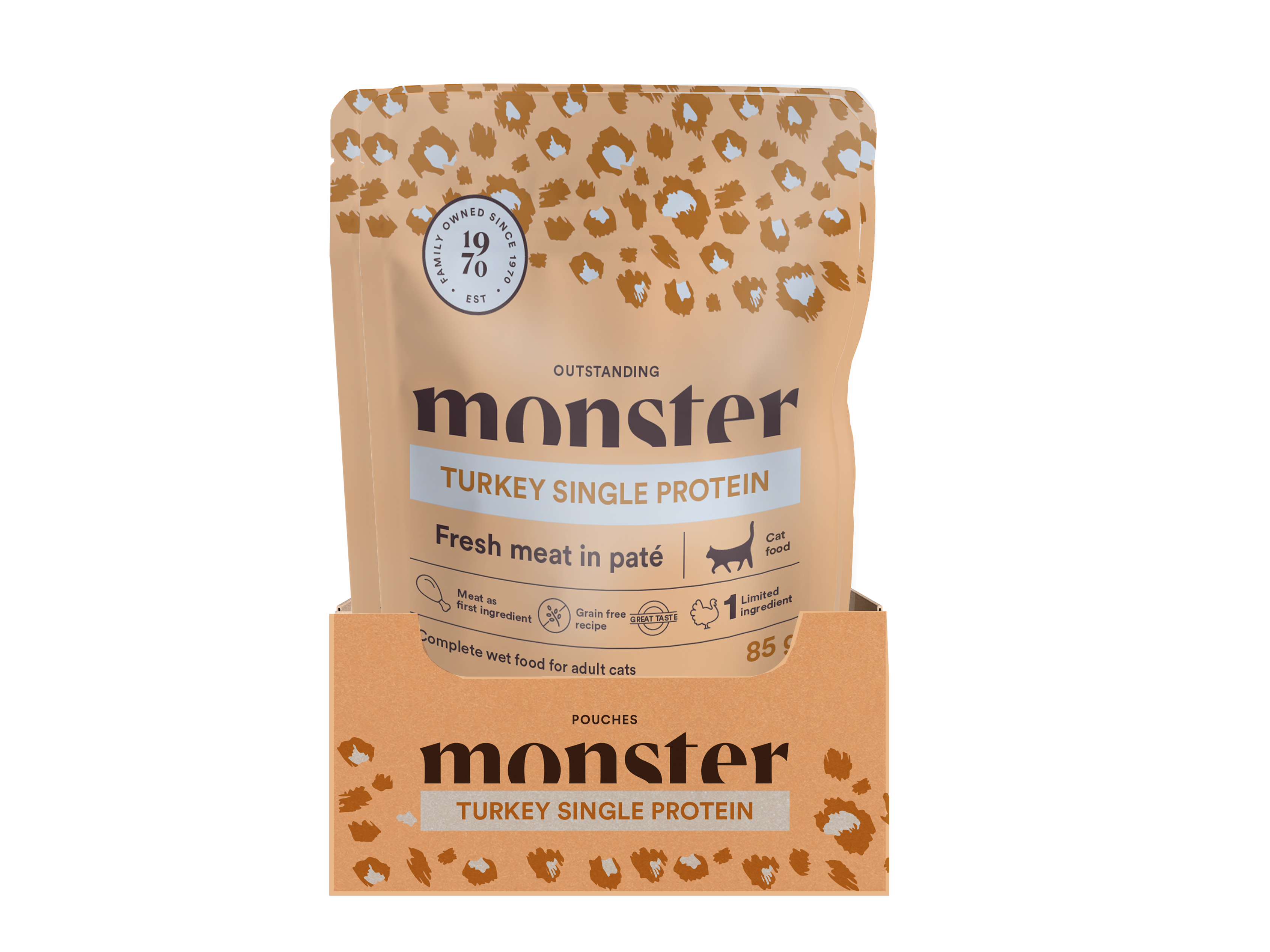 Monster Cat Pouches Adult Turkey 85 g (16 pack)