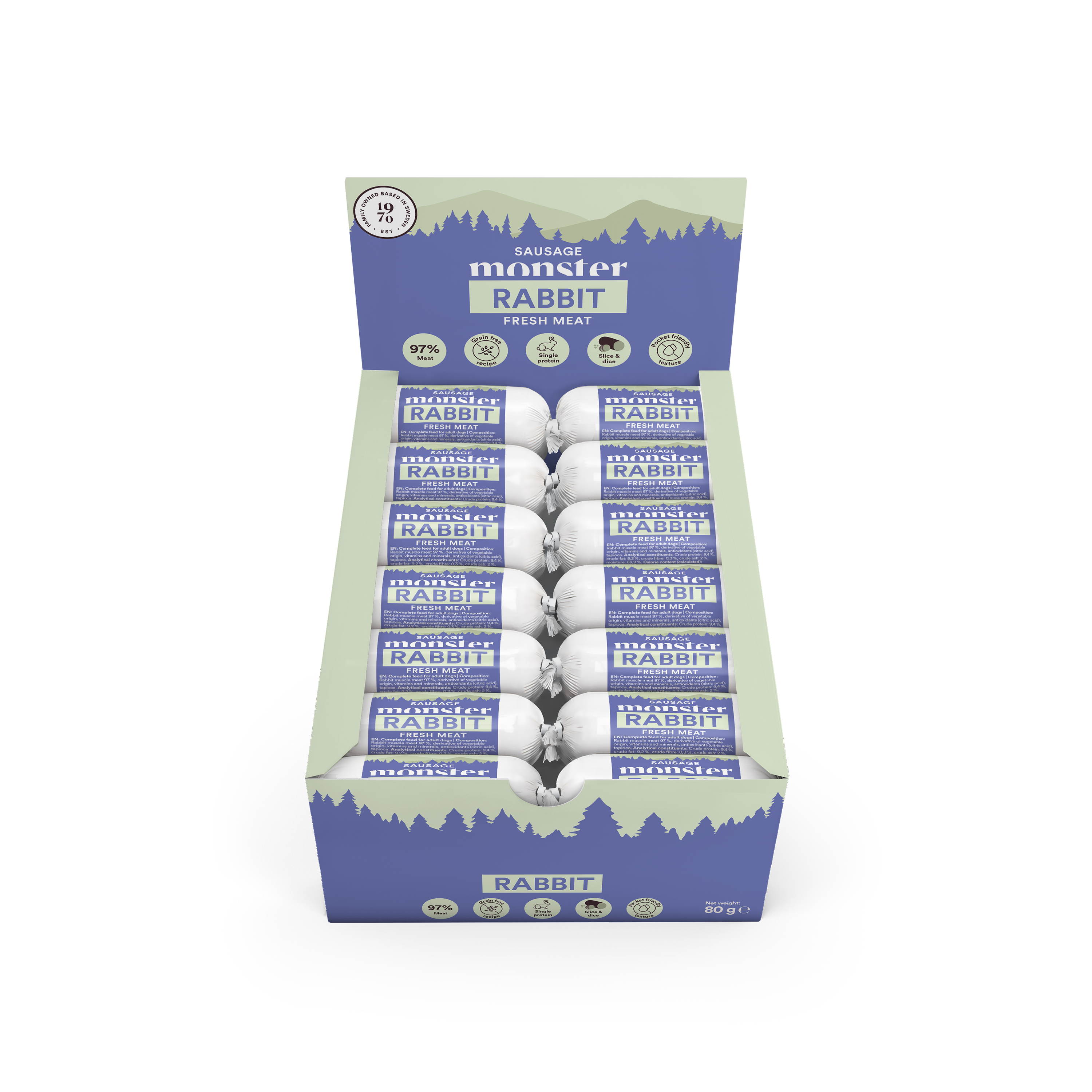Monster Dog Sausage Rabbit 80 g (28 pcs)