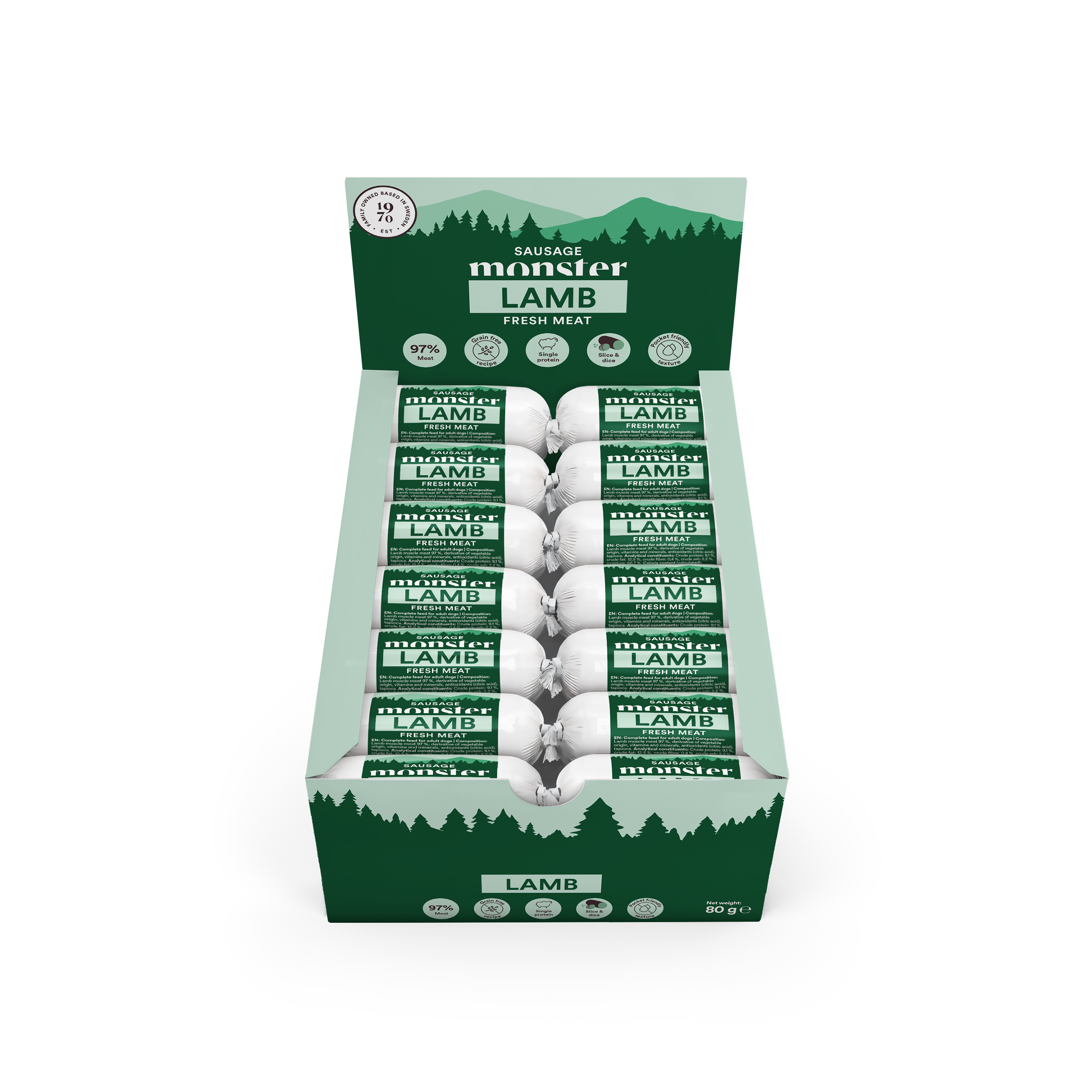 Monster Dog Sausage Lamb 80 g (28 pcs)