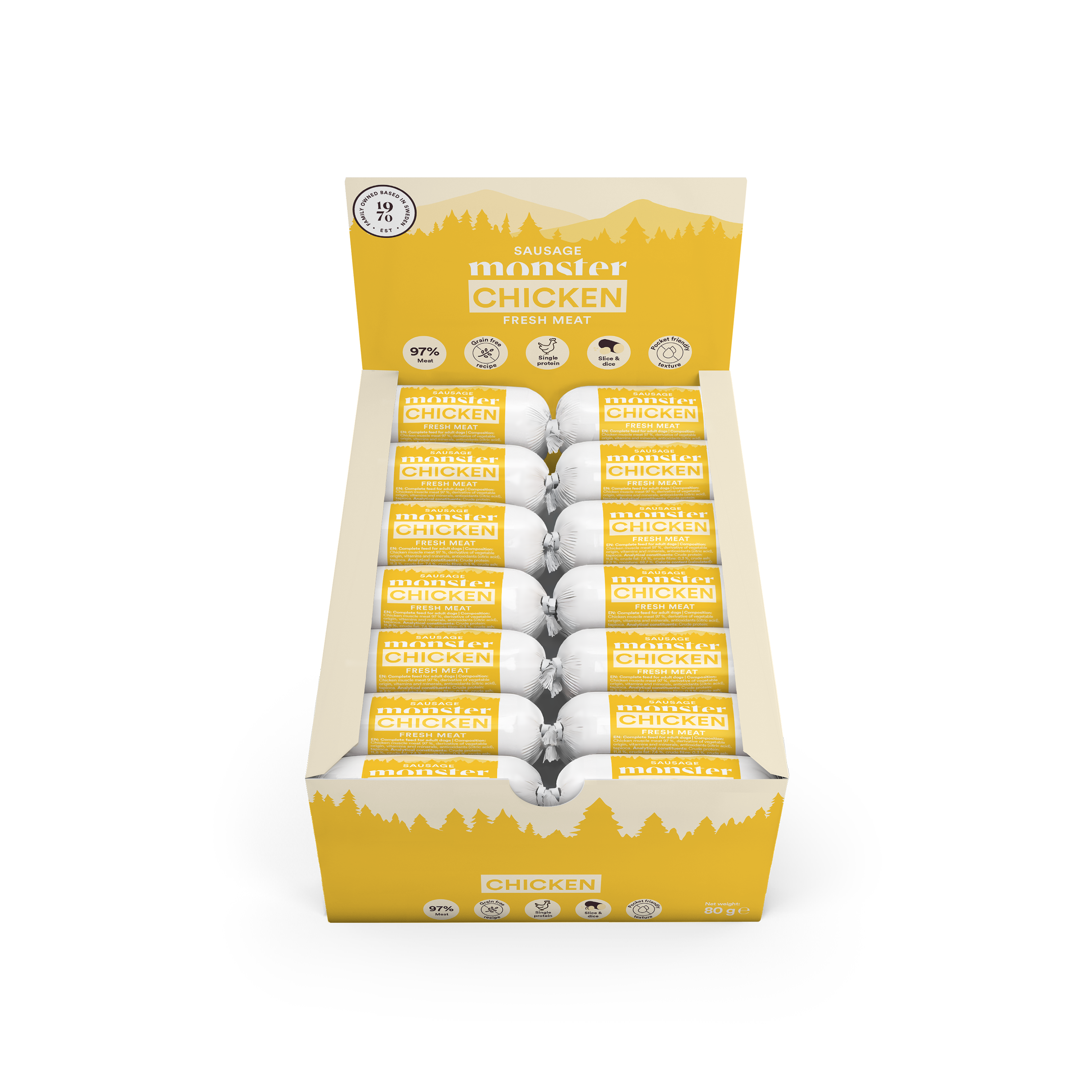 Monster Dog Sausage Chicken 80 g (28 pcs)