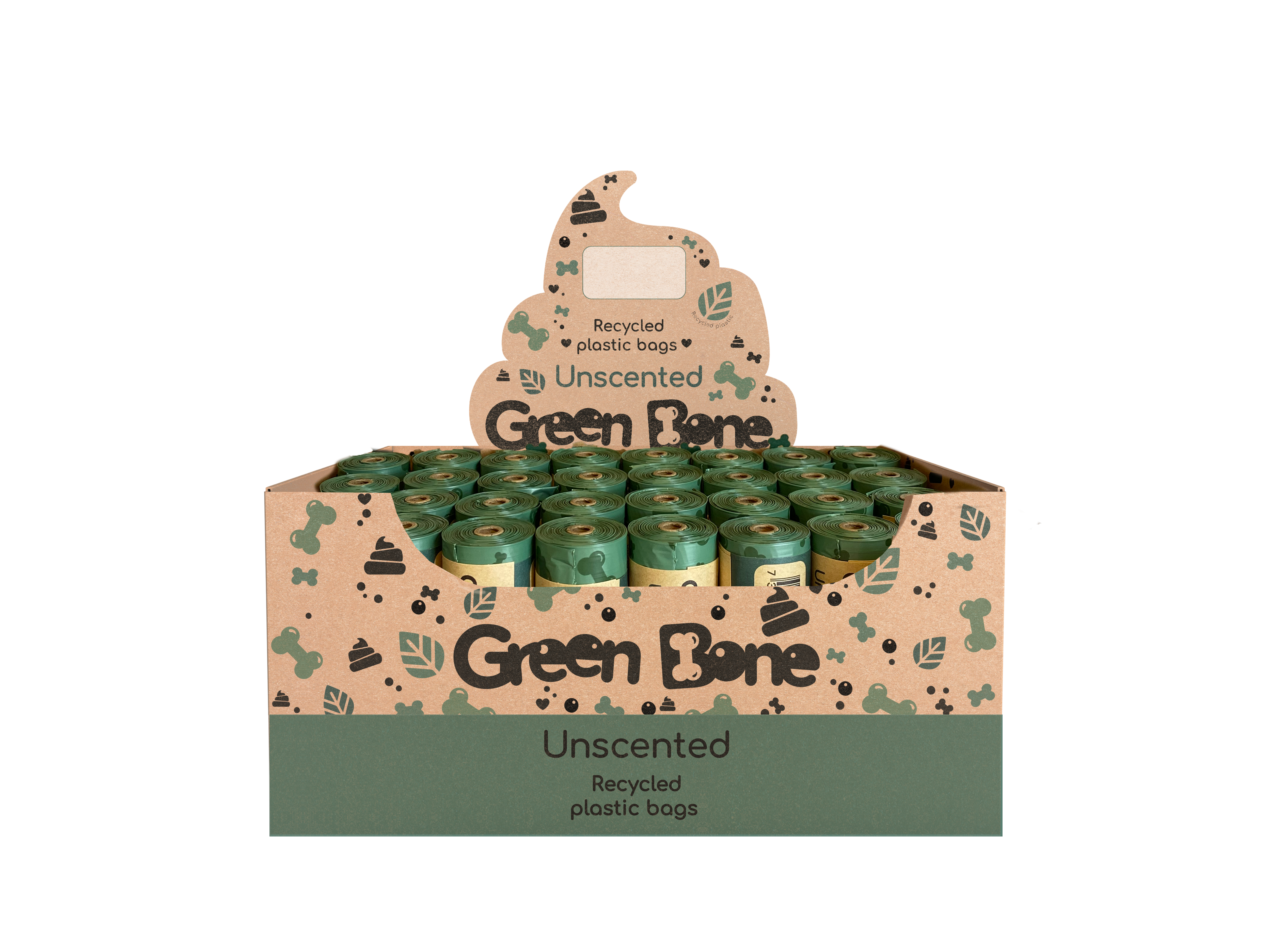 Green Bone Refill Counter Display Unscented 64 Rolls