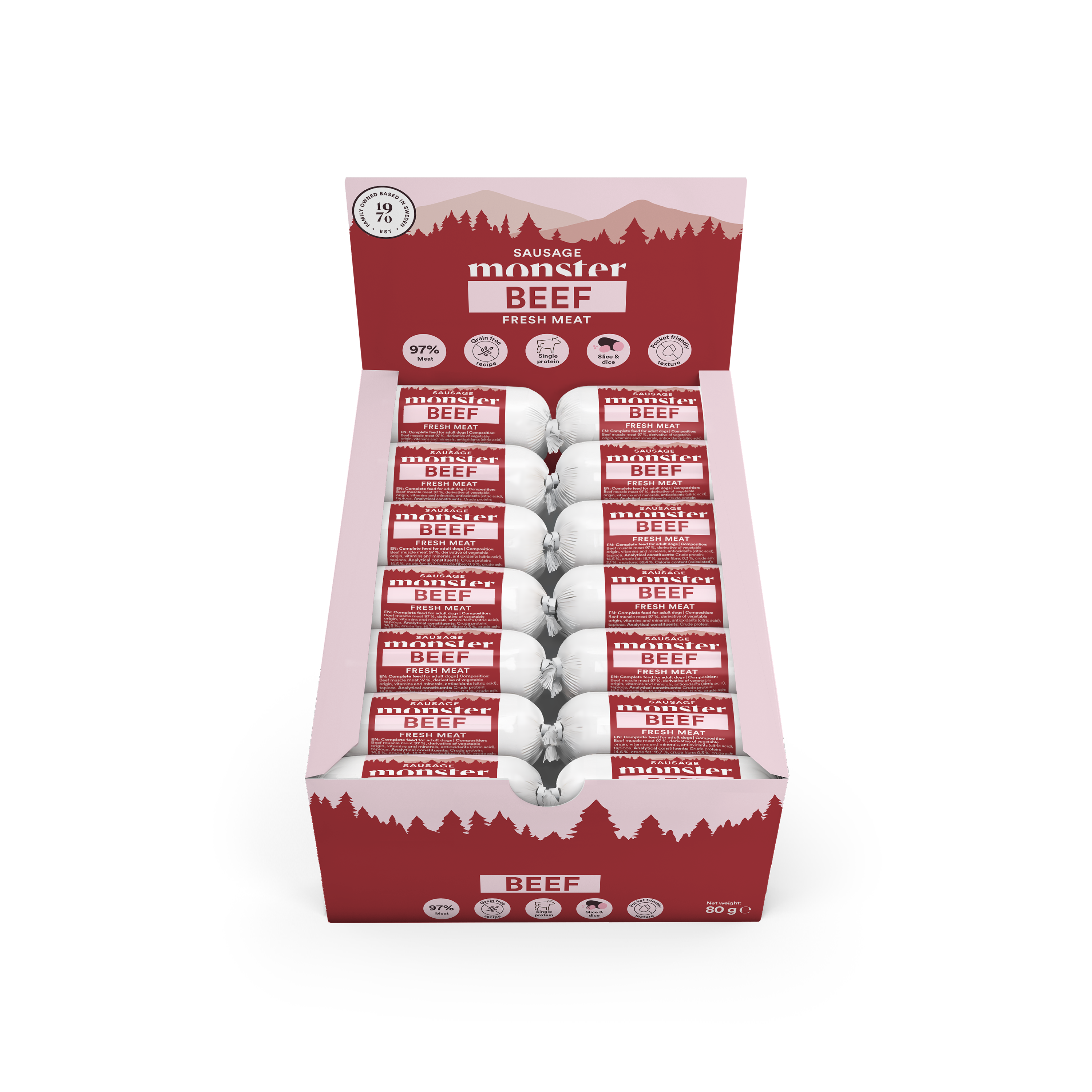 Monster Dog Sausage Beef 80 g (28 pcs)