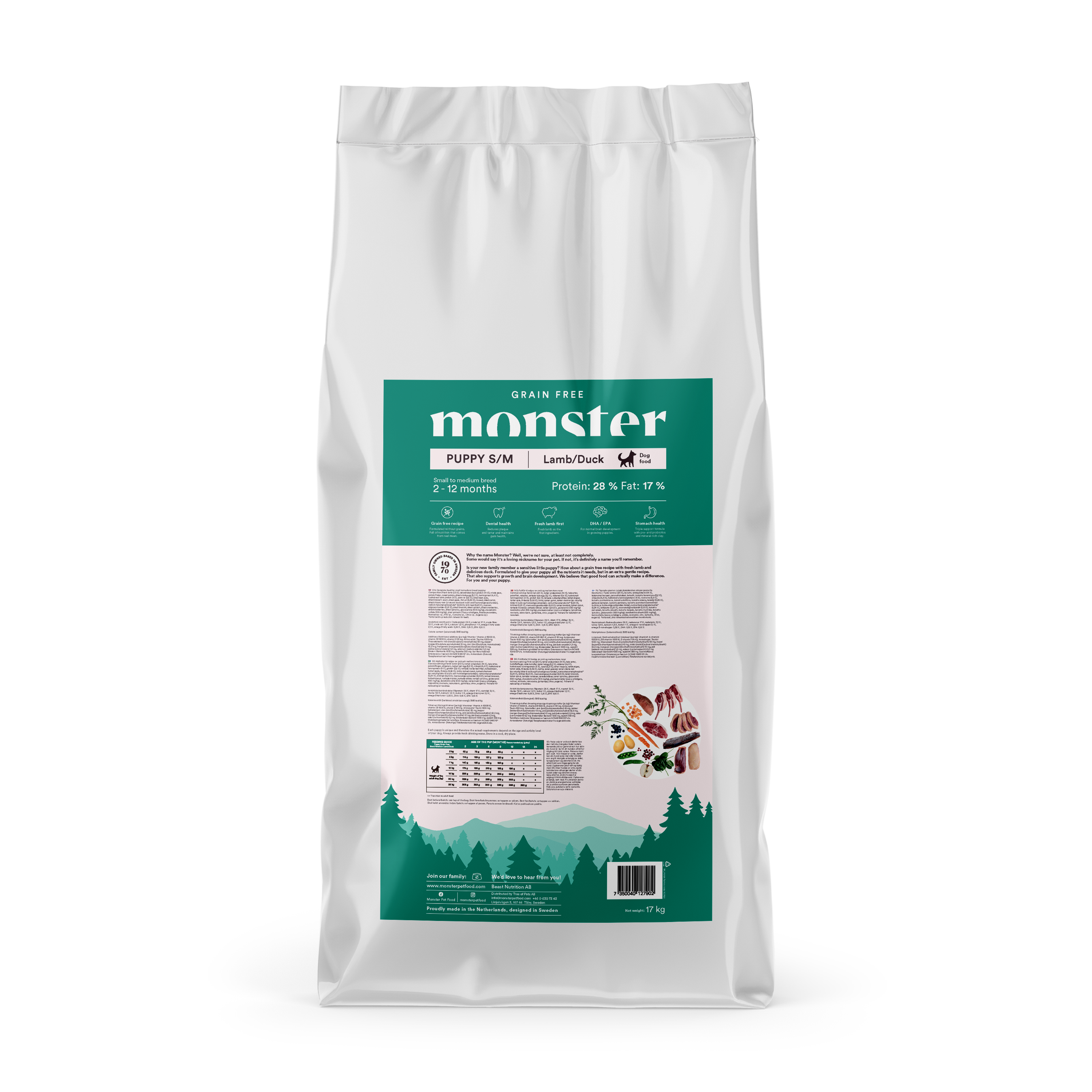 Monster Dog GF Puppy S/M Lamb/Duck 17 kg