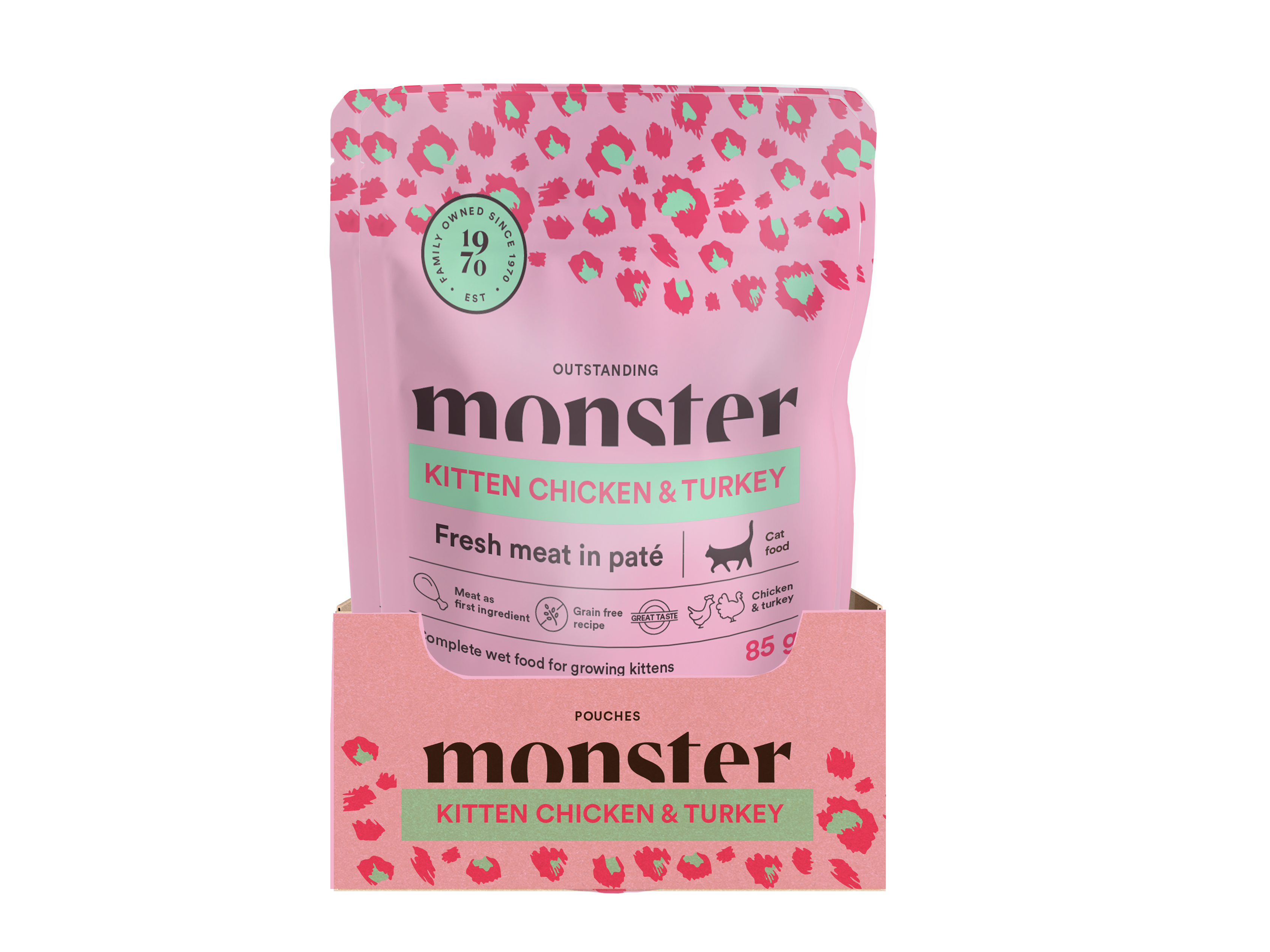 Monster Cat Pouches Kitten Ch/Turk 85 g (16 pack)