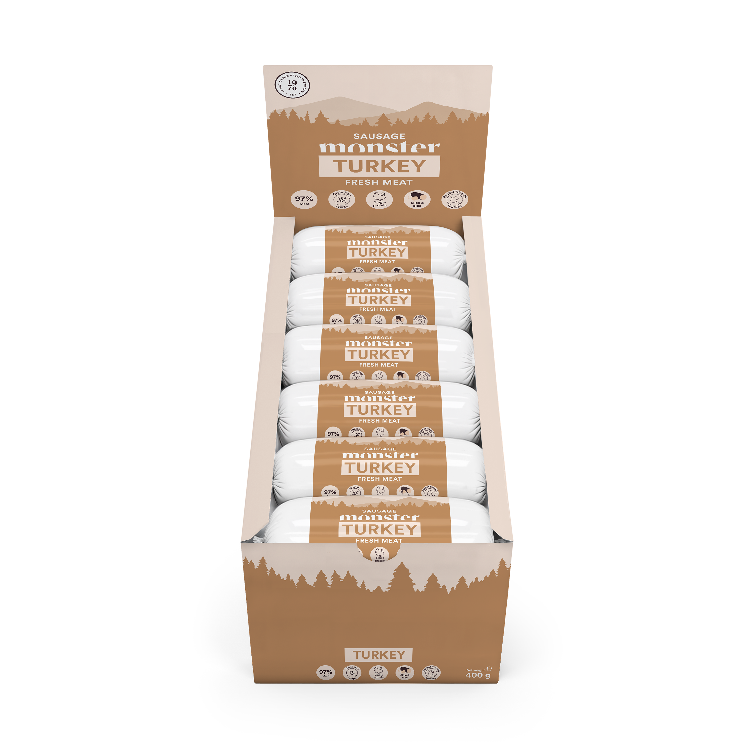 Monster Dog Sausage Turkey 400 g (12 pcs)