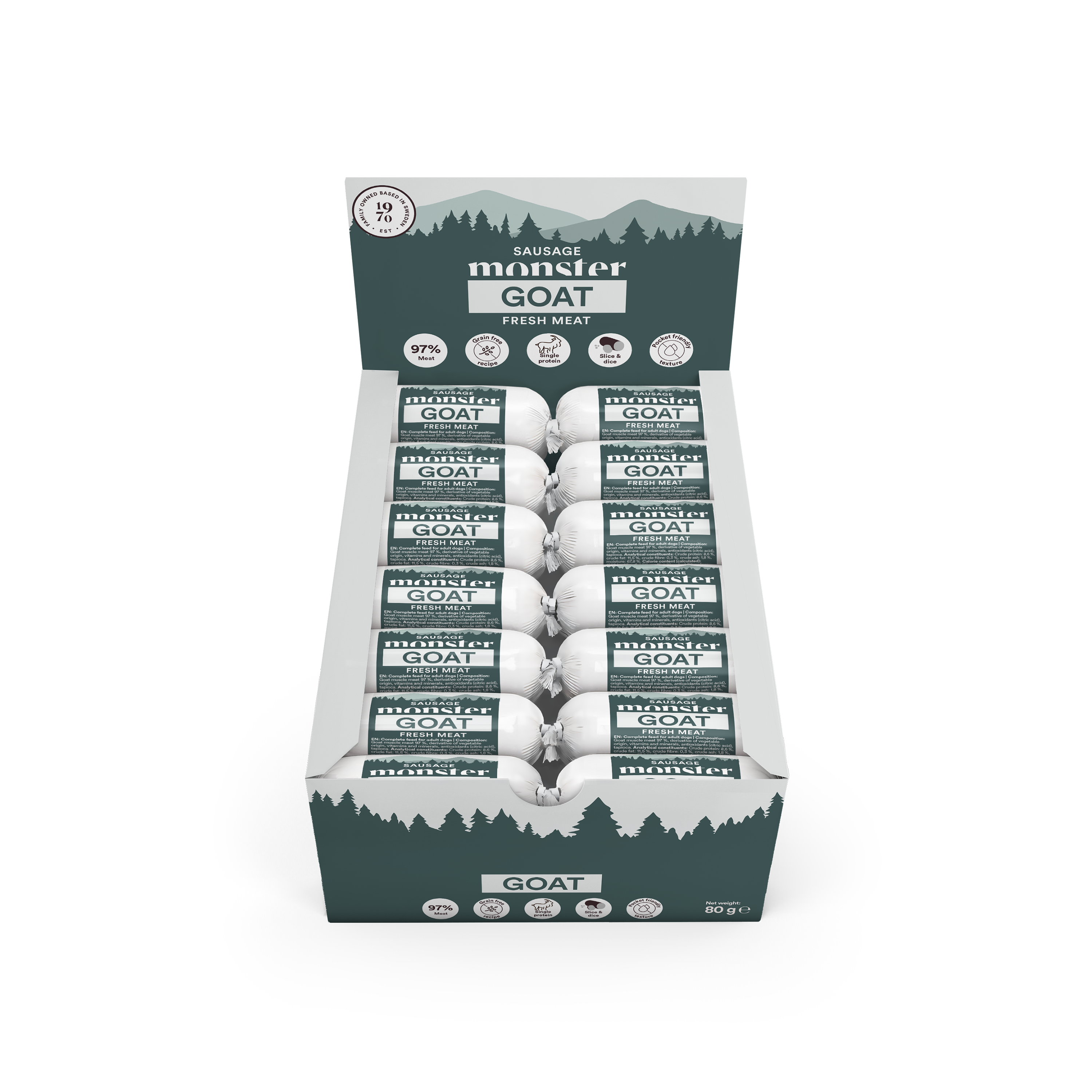 Monster Dog Sausage Goat 80 g (28 pcs)