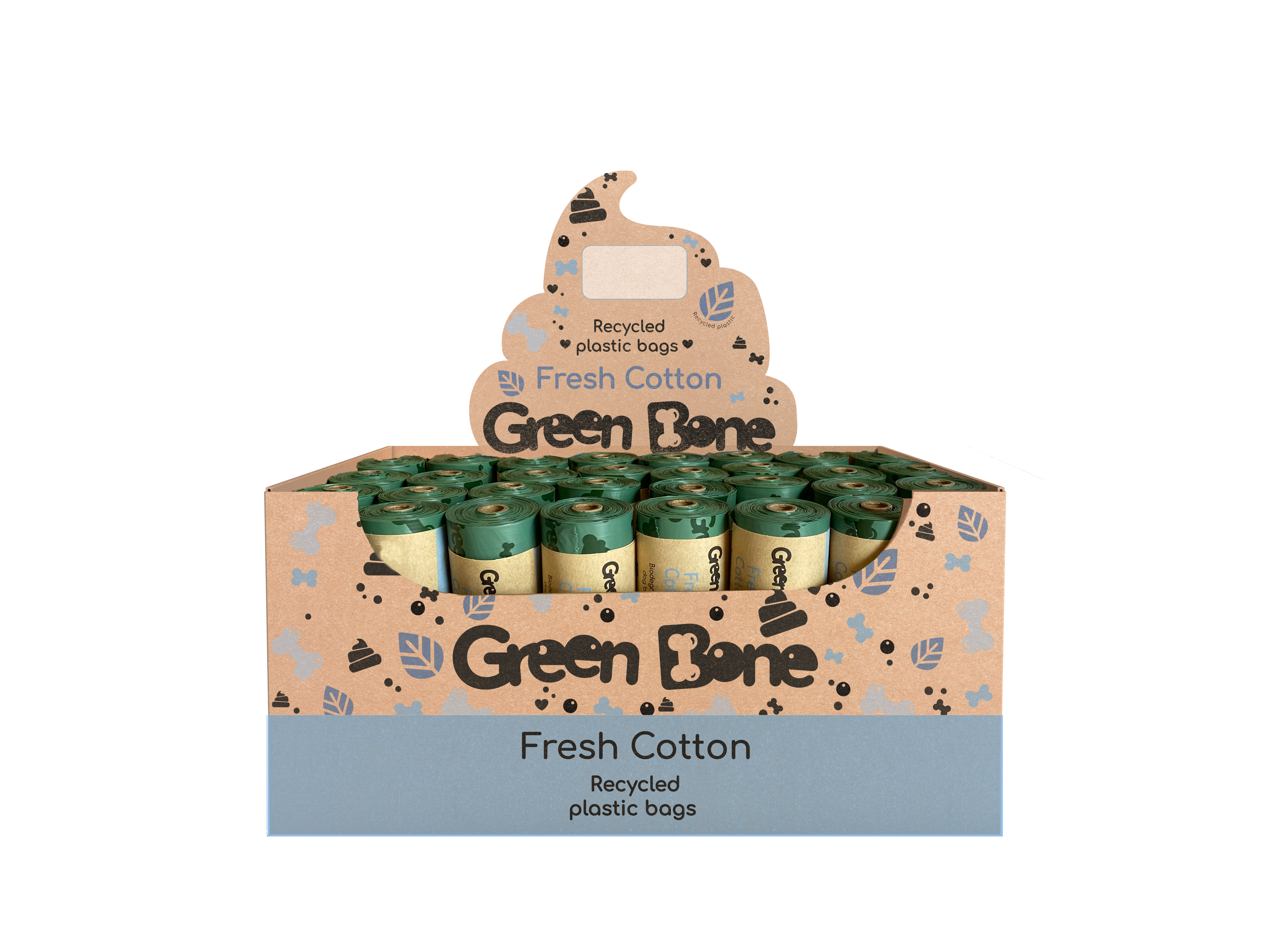 Green Bone Counter Display Fresh Cotton 64 Rolls