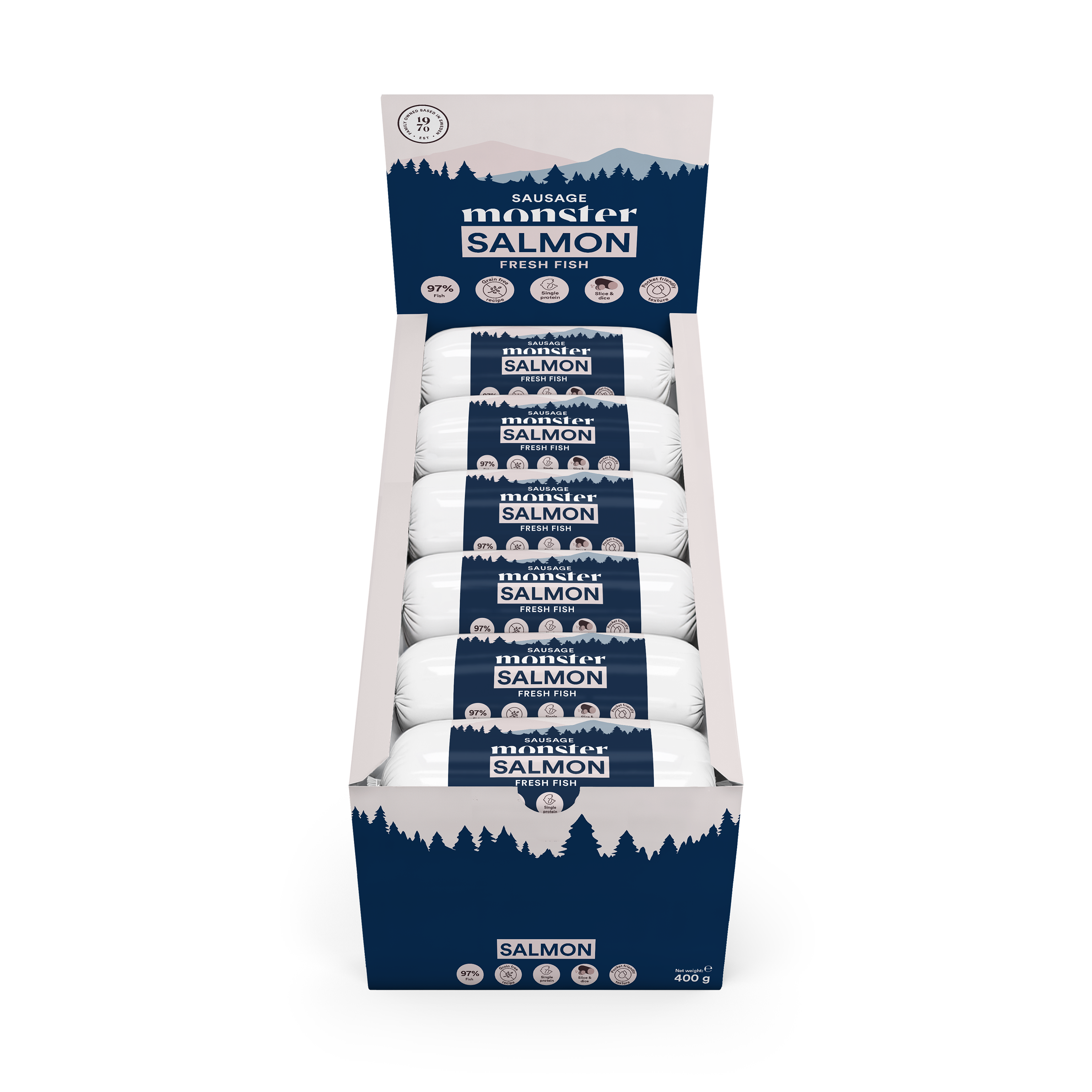 Monster Dog Sausage Salmon 400 g (12 pcs)