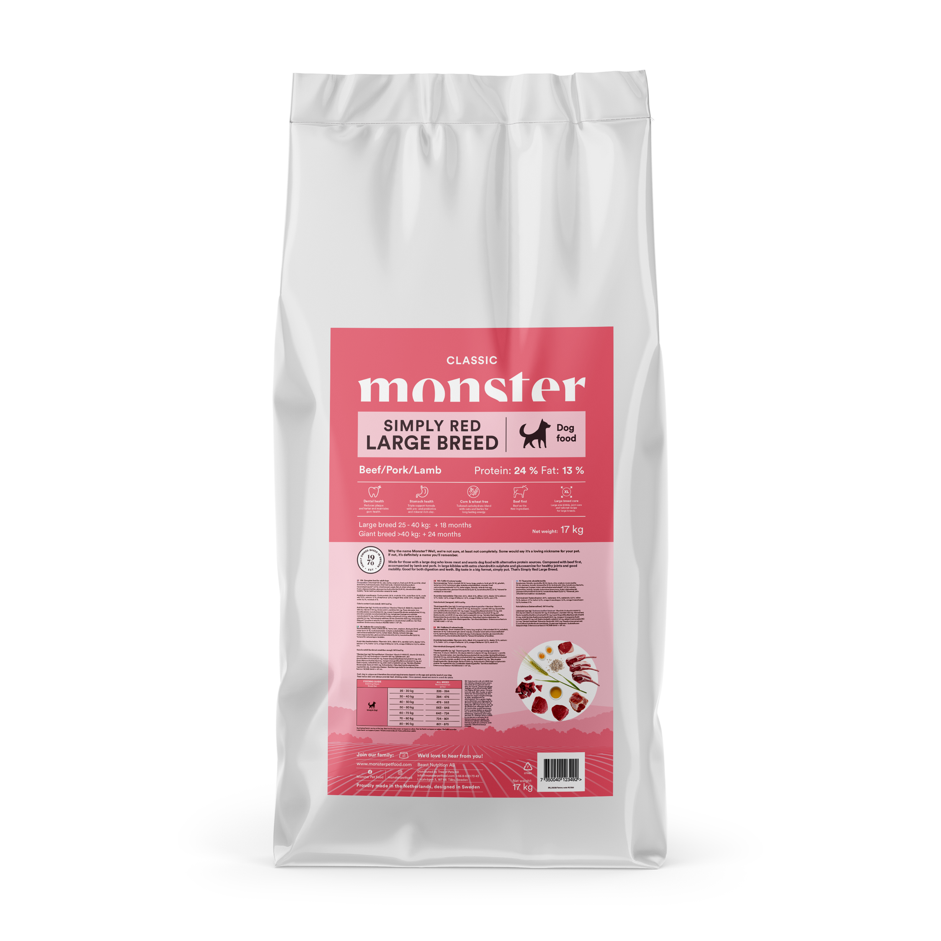 Monster Dog Classic Simply Red Large Breed 17 kg